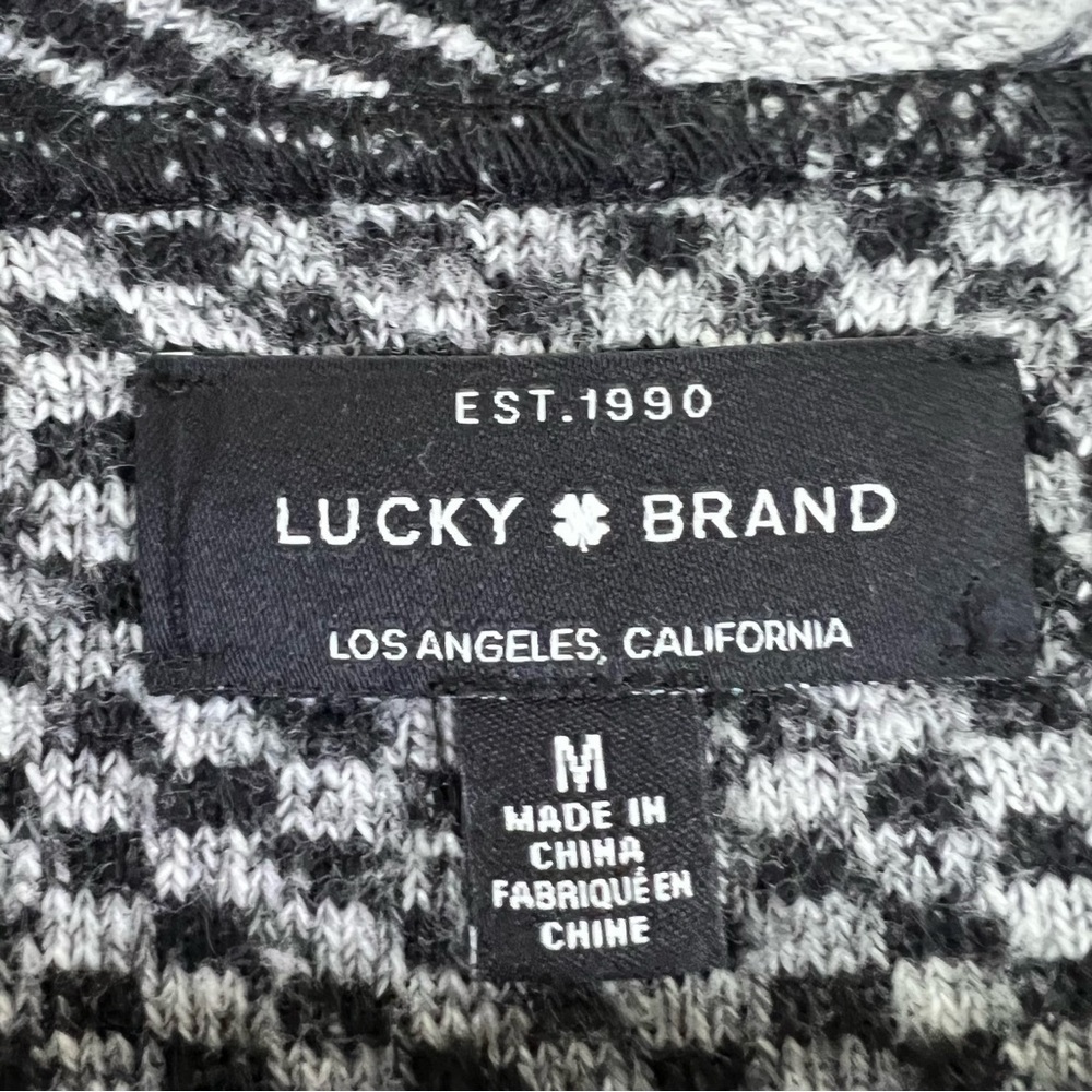 Cozy Draped Open Front Waterfall Black White Color Block Cardigan Women Size M - Picture 10 of 15